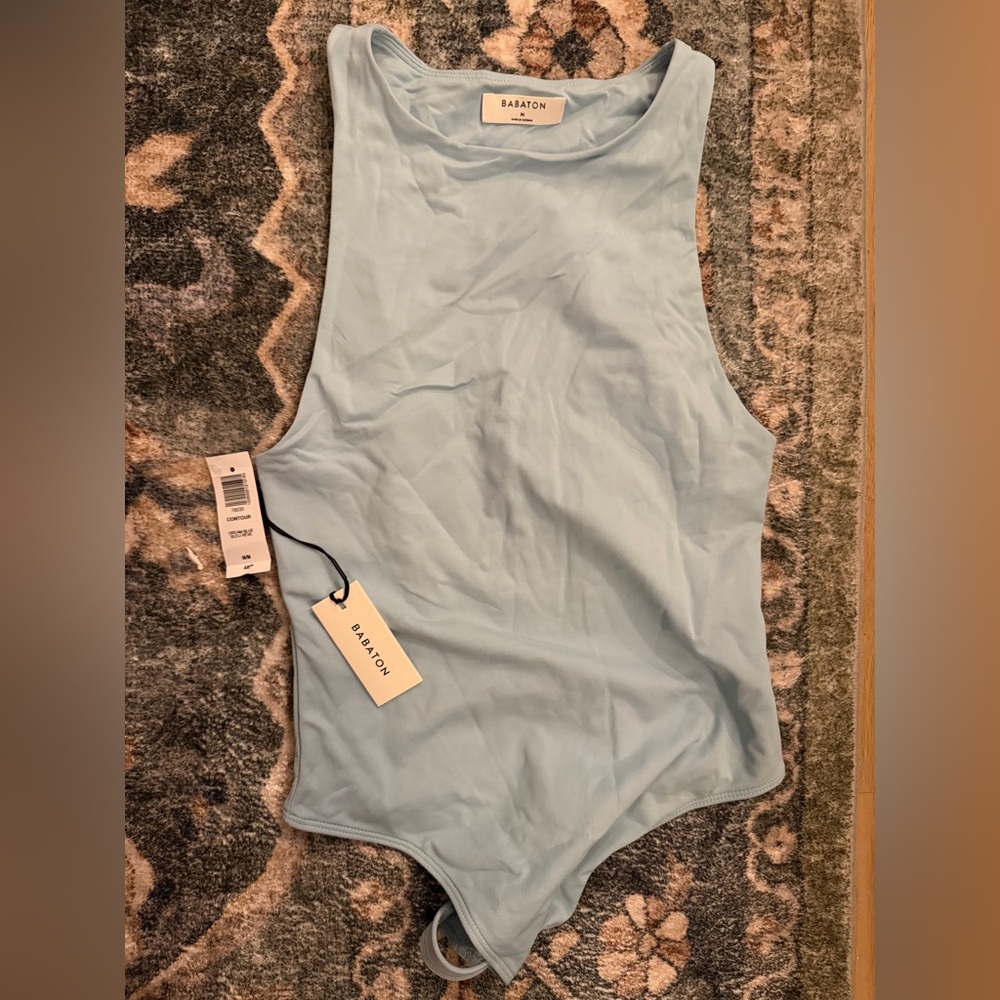 Babaton Light Blue Sleeveless Bodysuit